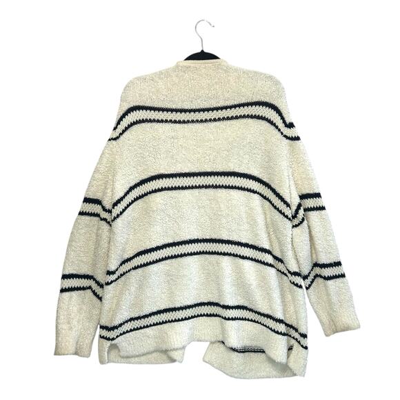 Madewell Striped Boucle Cardigan Sweater Women's Sz XL Ivory Lagenlook Cozycore - Picture 2 of 9
